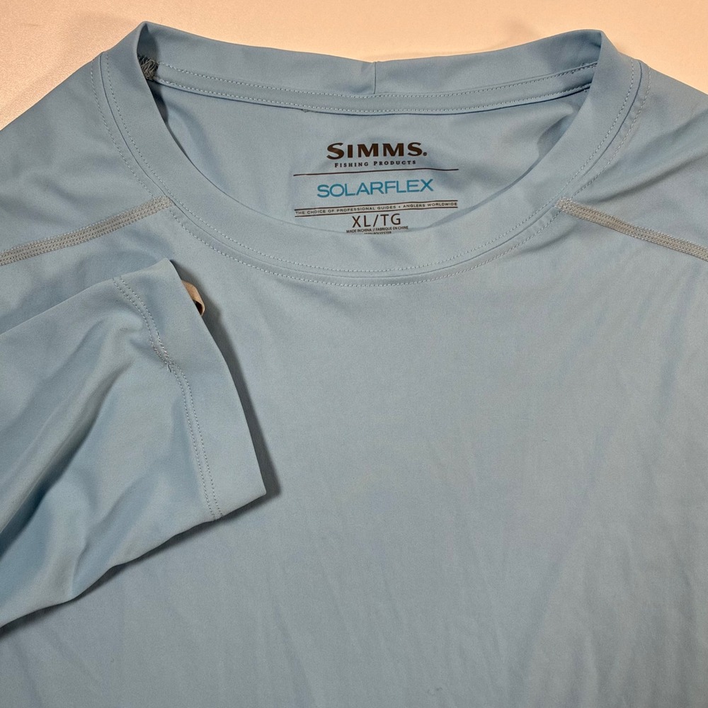 Simms SolarFlex Shirt XL Blue Long Sleeve UPF 50 Fishing Performance 40432